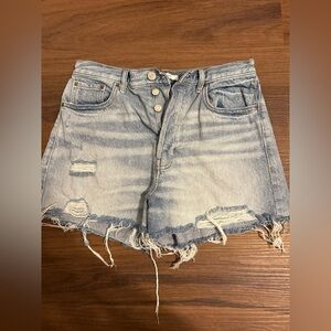PacSun Light Blue High-Rise Distressed Denim Shorts